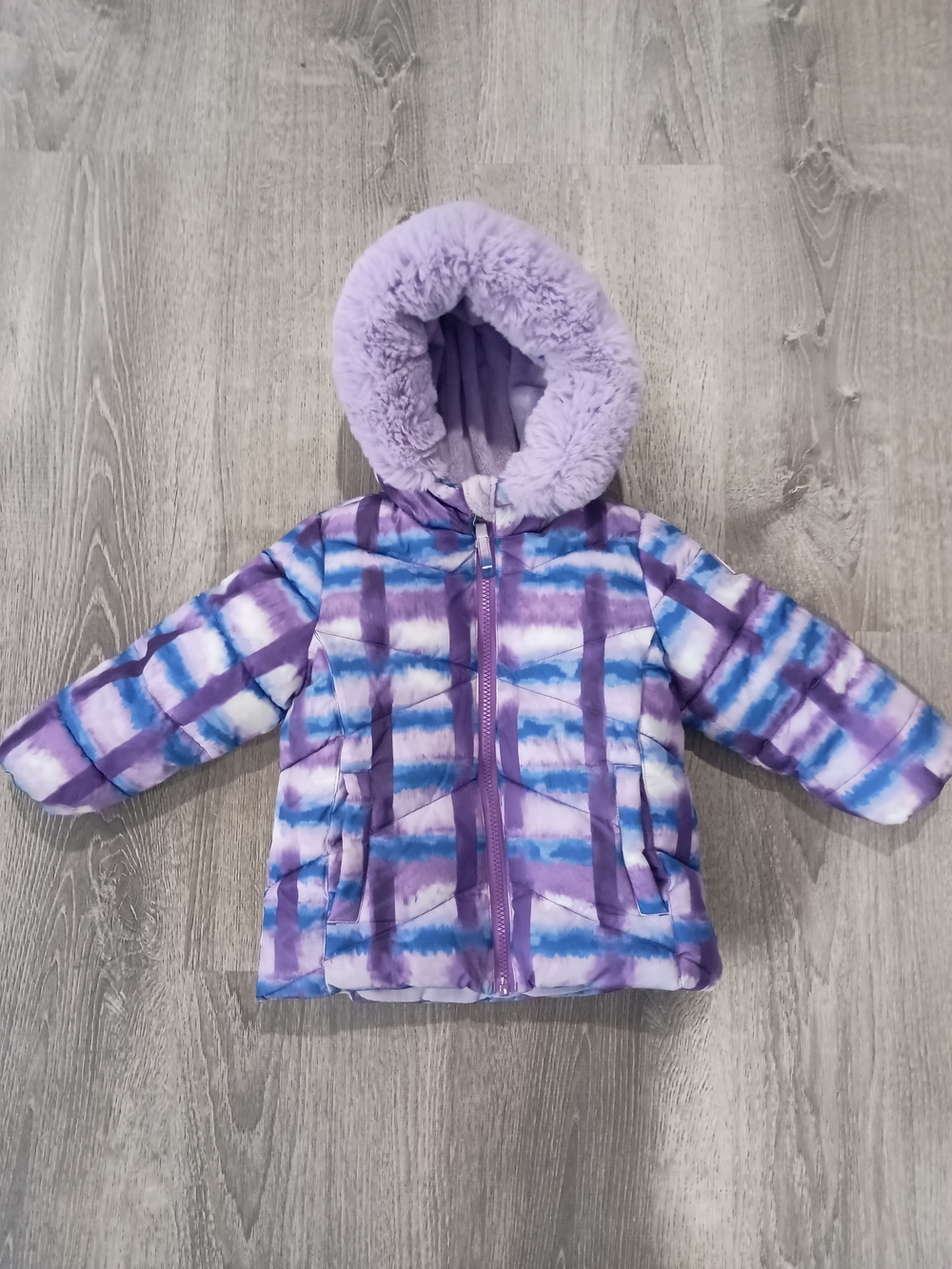 Snozu Lavender & Blue Tie-Dye Hooded Puffer Jacket